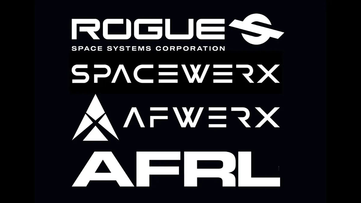 Rogue Space Systems, SpaceWERX, AFWERX, and AFRL logos